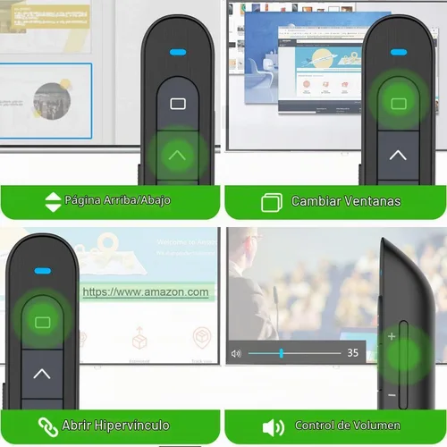 Vista 8 de Clicker de presentación recargable Norwii N76 para presentaciones de PowerPoint Puntero láser verde, control remoto de presentación con botón