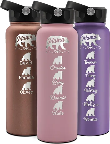 Vista 9 de Amazing Items Vaso personalizado de mamá oso, 20 o 30 onzas, 13 colores, nombres de hasta 5 cachorros, regalos para nueva mamá, vaso personalizado