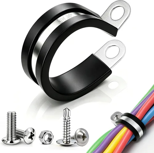 Vista 10 de Taiss 40 piezas de abrazaderas de cable de 3/4 pulgada, abrazaderas de alambre aisladas de goma de acero inoxidable 304, abrazaderas en bucle