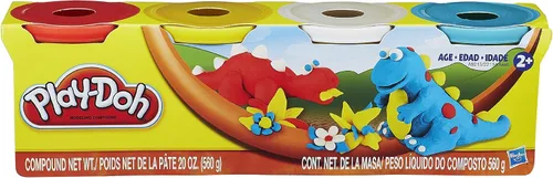 Vista 2 de Hasbro Play-Doh For Modeling - Paquete de 4 colores de 16 onzas en total, rojo, amarillo, blanco y azul