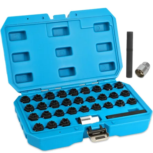 Vista 10 de BELEY Kit de llave de tuerca de bloqueo de rueda 20PCS para Porsche VW Touareg Juego de herramientas antirrobo para quitar tuercas con removedor