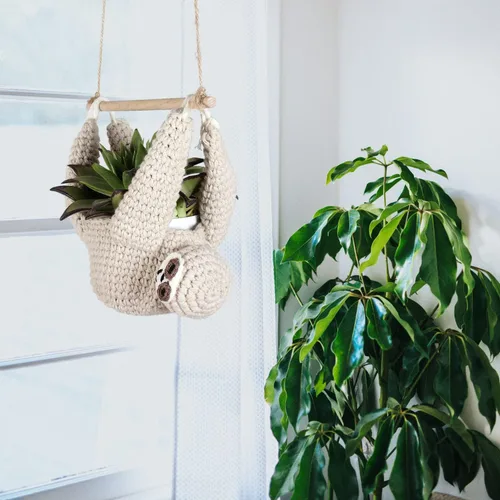 Vista 5 de Regalos de Perezoso Colgador de Plantas de Perezoso para Maceta de Suculentas Planta Colgante para Amantes de las Plantas Decoración del Hogar