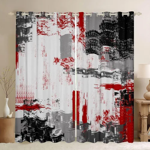 Vista 37 de Cortinas opacas abstractas de 30 % a 50 % geométricas para dormitorio, sala de estar, decoración de línea a rayas, cortinas con aislamiento térmico