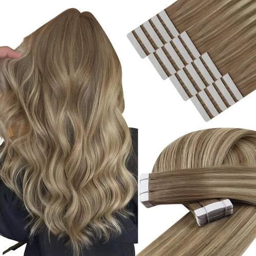 Vista 176 de YoungSee Extensiones de Cabello Humano con Cinta Balayage Extensiones de Cabello con Cinta Marrón Oscuro Extensiones de Cabello con Cinta Ombre