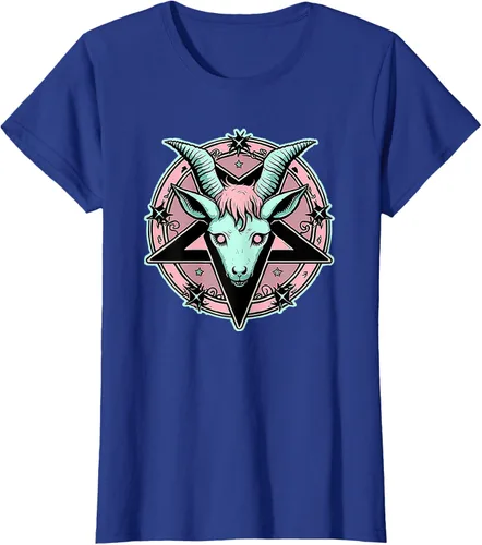 Vista 81 de Camiseta Kawaii Paste Creepy Goat Pentacle, Negro