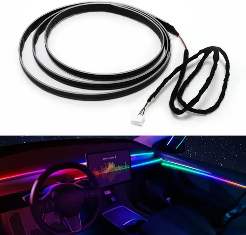 Vista 19 de Tira de luz LED acrílica para interior de automóvil con aplicación inalámbrica, kits de iluminación ambiental RGB Dreamcolor 5 en 1, 16 millones