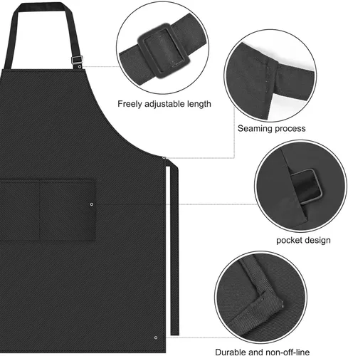 Vista 2 de Delantal personalizado con logotipo de imagen de texto para mujeres y hombres, delantales de cocina personalizados con bolsillos delantal
