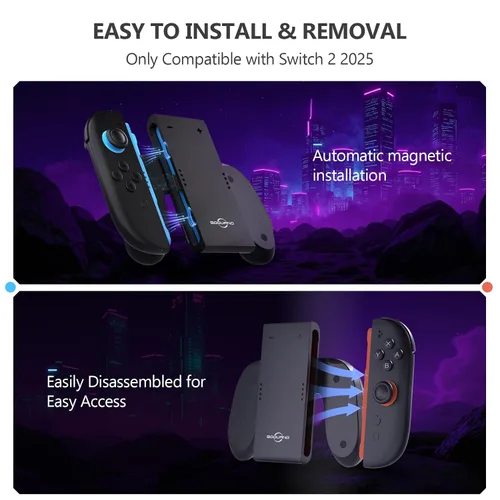Vista 7 de Switch 2 Joycon Charging Grip with Built-in 2000 mAH Battery, Super Magnetic Charger Handle for Nintendo Switch 2 Joycons, Ergonomic Controller