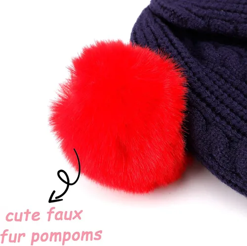 Vista 5 de Gorro de invierno de punto para bebés y niñas pequeños, bufanda con orejeras y capucha con forro polar