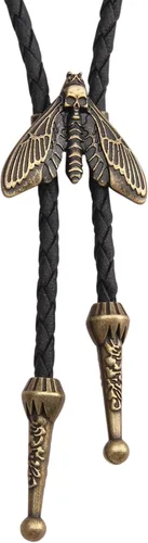 Vista 303 de Jeilwiy Corbata de bolo para hombre, corbata de vaquero occidental, collar de corbata de bolo dorado, corbata de cuero, corbata de Halloween