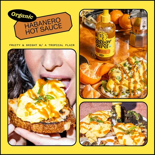Vista 4 de Yellowbird® Salsa picante orgánica de habanero 9.8 oz. Tamaño para despensa