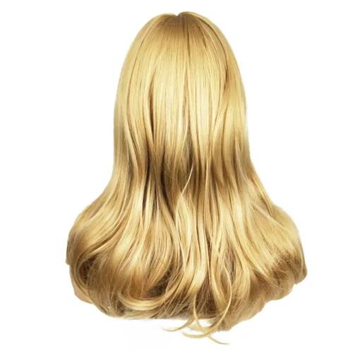 Vista 4 de Andongnywell Peluca de cabello sintético resistente al calor para mujer, peluca con flequillo lateral, Dorado