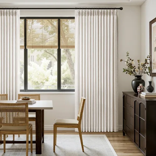 Vista 5 de MIULEE Cortinas de lino gruesas con pinzas plegadas de 96 pulgadas de largo, 2 paneles para sala de estar y dormitorio, cortinas de ventana Natural