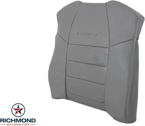 Vista 2 de Driver Side Lean Back Replacement Leather Seat Cover, Gray (Compatible with 2001-2003 Ford F-350 Lariat X-Cab Quad)