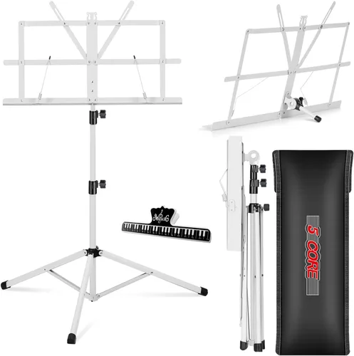 Vista 11 de 5 CORE Soporte de partituras portátil de doble uso para libros de escritorio, trípode ligero plegable ajustable de 52 pulgadas con bolsa de Negro
