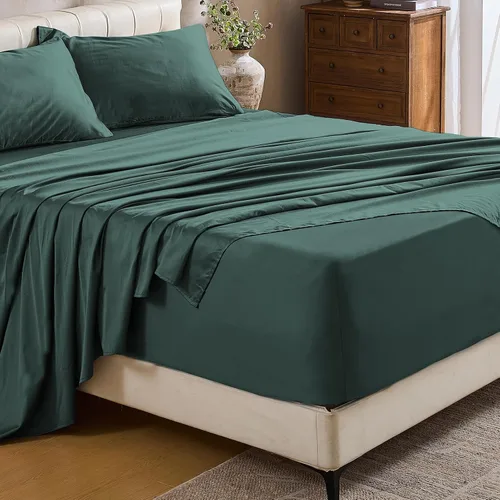 Vista 20 de MEISHANG Sábanas de algodón de 1000 hilos, tamaño Queen, 100% algodón egipcio, tejido satinado, suave y transpirable, certificado Oeko-Tex