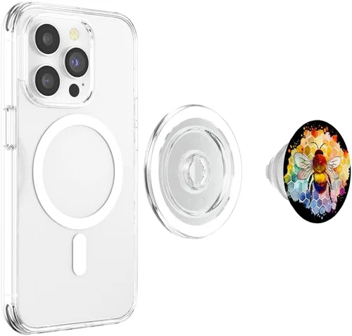 Vista 4 de Abeja abeja abeja panal colorido insecto abejorros amantes PopSockets MagSafe PopGrip para iPhone