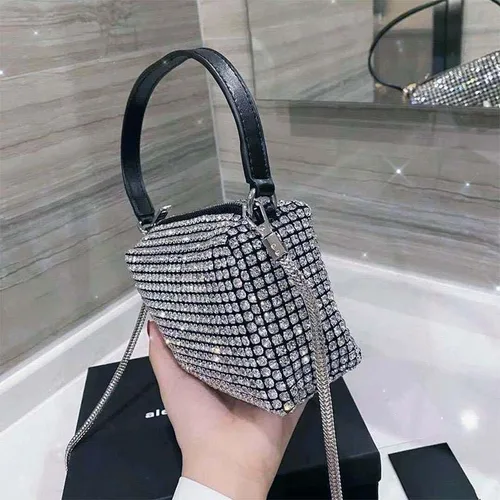 Vista 8 de Bolsos cruzados con purpurina para mujer, mini bolso de fiesta, plateado