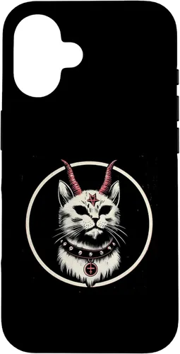 Vista 32 de Funda para iPhone 17 de Baphomet Satánico Oculto de Gato del Diablo