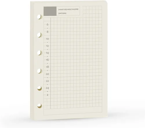 Vista 9 de Recambio para planificador de carpeta de 6 agujeros con 4 diseños básicos, repuesto para cuaderno A7, 100gsm, puntos, cuadrícula, línea, papel en 80