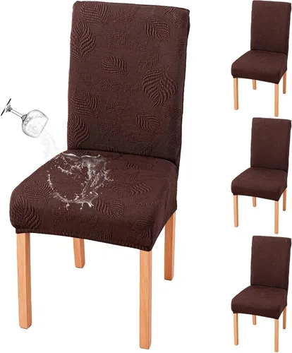 Vista 35 de Genina - Juego de 2 fundas impermeables para sillas de comedor, fundas para sillas de cocina, color beige