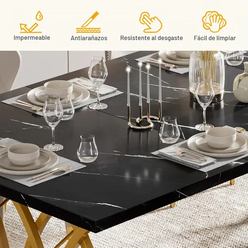 Vista 7 de Tribesigns Mesa de comedor moderna, mesa de cocina grande de 63 pulgadas para 4-6 personas, mesa rectangular única de cocina y comedor con mesa