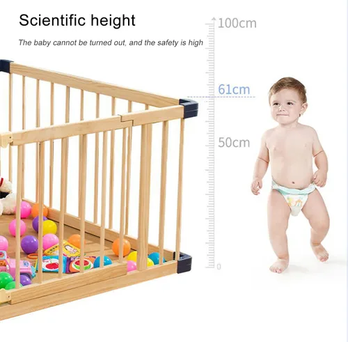 Vista 5 de Jolan Corralito de madera para bebés, valla de centro de actividades de seguridad para niños pequeños, corrales anticaídas para interiores