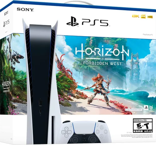 Vista 4 de Sony Playstation 5 PS5 - Consola de juegos versión de disco Horizon Forbidden West Bundle - Blu-Ray 4K, memoria GDDR6 de 16 GB, reproductor SSD