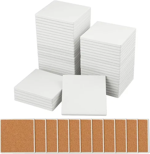 Vista 13 de 30 Pieces 3.75 Inch Hexagon Blank Ceramic Coasters, Unglazed Ceramic Tiles Coasters, Ceramic Tiles with Cork Backing Pads for Painting, DIY Crafts