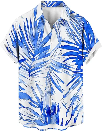 Vista 4 de Zeiyignr Camisa hawaiana para hombre con bolsillo, manga corta, con botones, resistente a las arrugas, para playa, fiestas en la piscina, vacaciones