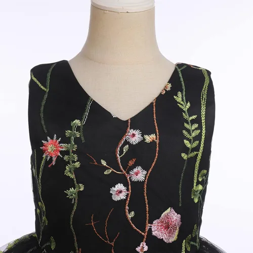 Vista 4 de IDOPIP Vestido de encaje bordado para niña de las flores, vestido de encaje para niños, boda, desfile, fiesta, primera comunión, vestido largo