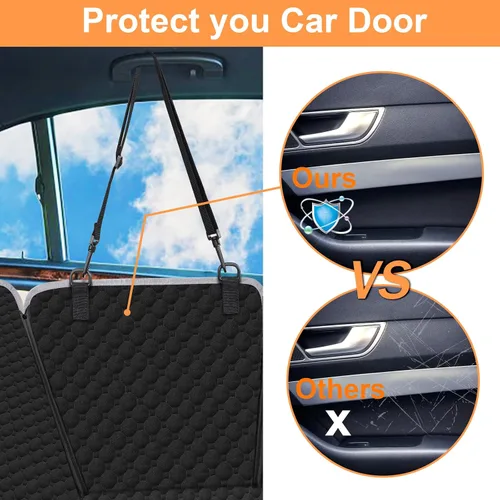 Vista 2 de Mancro Funda de asiento de automóvil para perro para asiento trasero, 2026 mejorada 600D, resistente, impermeable y resistente a los arañazos