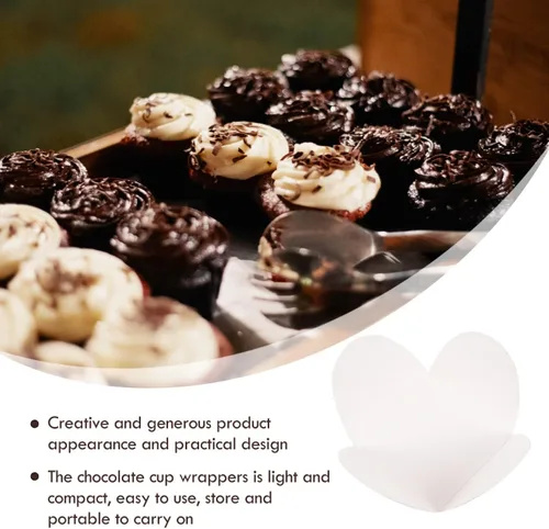 Vista 8 de 100 piezas de envoltorios de trufas para tazas de papel de chocolate para el día de San Valentín, tazas de trufas de dulces, suministros