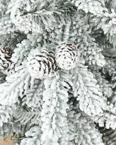 Vista 9 de Árbol de Navidad Artificial Prelit Flocado, Árbol de Navidad Artificial Pequeño con Luces LED, Árbol de Navidad LED Escarchado con Nieve