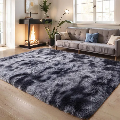 Vista 63 de KICHOWUA - Tapete grueso y esponjoso de 3 x 5 pies, color negro, ultrasuave, lavable, antideslizante, acogedor y peludo, para sala, dormitorio