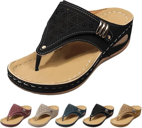 Vista 14 de Generic Sandalias ortopédicas de cuña con soporte de arco para mujer, sandalias informales de punta abierta, unisex para adultos