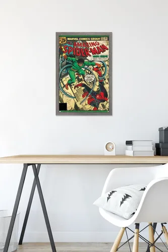 Vista 6 de Marvel Comics Spider-Man - Póster de pared Amazing Spider-Man #157, 22.4 pulgadas de largo x 14.7 pulgadas de ancho, versión enmarcada de madera