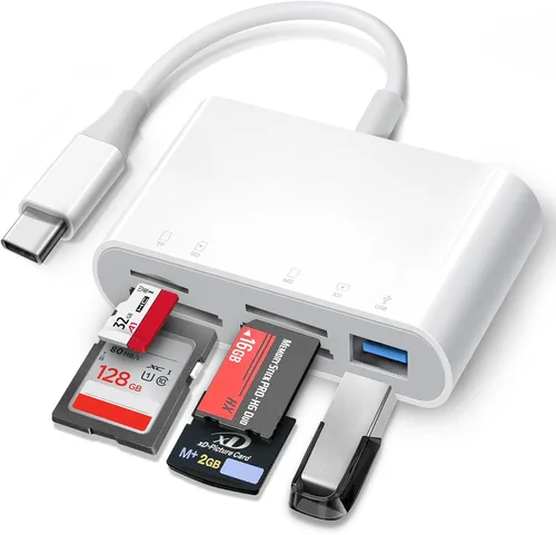 Vista 9 de Cámara Trail USB C Lector de tarjetas SD, ChiaoPio 2 en 1 USB-C a adaptador de tarjeta de memoria con SD MicroSD de doble ranura compatible
