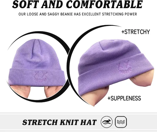 Vista 7 de Croogo Gorros de invierno para mujer, elásticos, cálidos, con diseño de calavera, gorro de cable con puños, gorras de esquí de acrílico