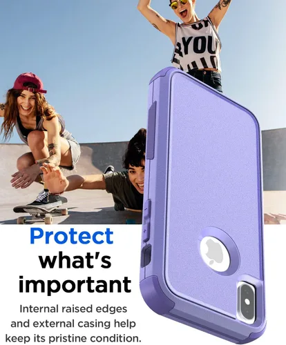 Vista 3 de AICase Funda resistente para iPhone X/XS, resistente de 3 capas de protección de grado militar, a prueba de golpes y caídas, para iPhone X/XS de 5.8