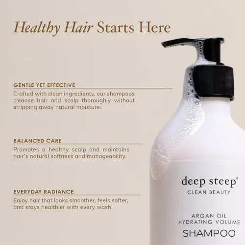 Vista 3 de Deep Steep High Shine - Champú de aceite de coco, 17 onzas, champú hidratante con aloe vera, aceite de argán, proteína de arroz y glicerina, sin