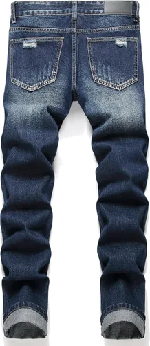 Vista 2 de OIIIO Pantalón vaquero de pierna recta rasgados para hombre