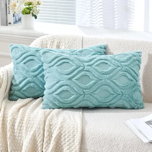 Vista 46 de MIULEE - Juego de 2 fundas de almohada de lana sintética suave y afelpada, fundas decorativas de estilo bohemio para sofá, sala de estar, cama, 16 x