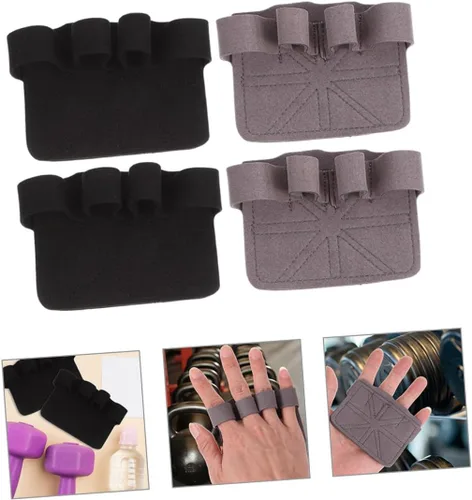 Vista 5 de Cabilock 2 Pairs Non-Slip Wear-Resistant Weight Lifting Gloves with Palm Protection for Men and Women Pull Up Grips for Fitness Gym Biking Hiking