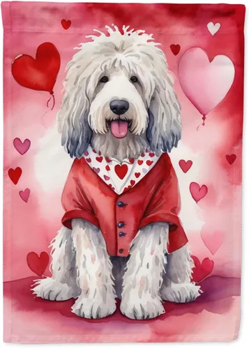 Vista 30 de Caroline's Treasures DAC5252GF Affenpinscher - Bandera de jardín con texto en inglés "My Valentine", bandera decorativa para patio exterior, patio
