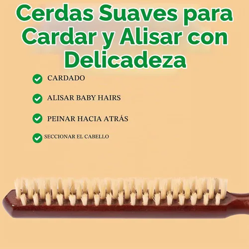 Vista 7 de GranNaturals Cepillo de cerdas de jabalí suave para cabello de espalda resbaladiza, peinado, control de bordes, suavizar los pelos de bebé