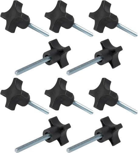 Vista 8 de POWERTEC Paquete de 10 Perillas Redondas de 1/4"-20, Perillas de Sujeción Roscadas para Riel en T y Accesorios de Sierra de Mesa, Tablero Guía
