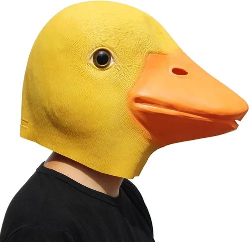 Vista 2 de PartyHop - Máscara de pato amarillo - Máscara de látex de Halloween de cabeza completa