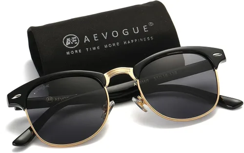 Vista 2 de AEVOGUE Gafas de sol polarizadas para mujeres y hombres marco semiresim gafas de sol retro AE0369