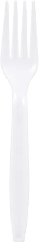 Vista 2 de 500 tenedores de plástico blanco resistente, utensilios desechables para fiestas, cubiertos pesados